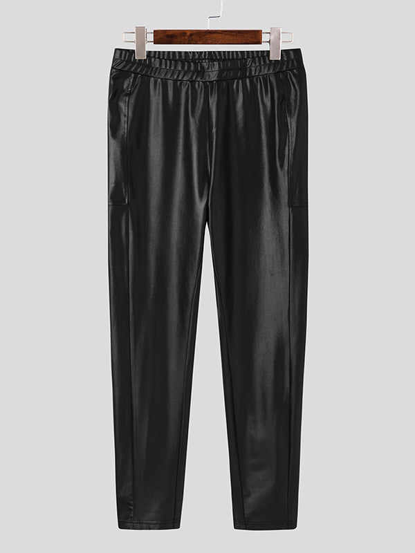 Mens Skinny Stretch Leather Pants SKUI83175