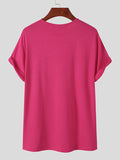 Mens Cutout Round Neck Short-sleeved T-shirt SKUI88071