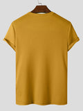 Mens Round Neck Slim Fit Short Sleeve T-Shirt SKUI88236