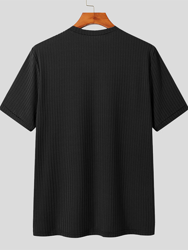 Mens Rib Knitted Crew Neck T-Shirt SKUJ35731 – INCERUNMEN