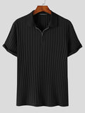 Mens Ribbed Knit Quarter-Zip Golf Polo Shirt SKUJ43181