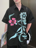 Mens Flower Print Short Sleeve Lapel Shirt SKUK00621