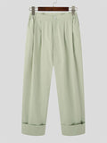 Mens Solid Pleated Turn Up Cuff Pants SKUK02872