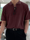 Mens Rib Knit Zip Casual Golf Shirt SKUJ99750