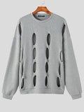 Mens Solid Cutout Long Sleeve Sweater SKUJ89324