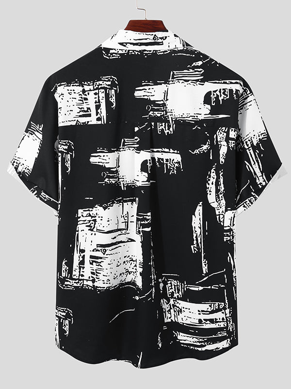 Mens Print Loose Casual Half Sleeve Shirts SKUI98398