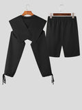 Mens Drawstring Lapel Pocket Two Pieces Outfits SKUJ89230