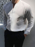 Einfarbige Langarmhemden mit V-Ausschnitt für Herren SKUH87522
