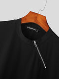 Mens Solid Zip Design Crew Neck T-Shirt SKUK05908