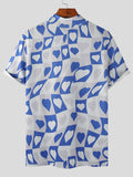 Mens Heart Print Short Sleeve Half-collar T-shirt SKUK00695
