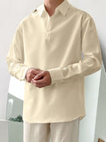 Mens Solid Long Sleeve Lapel Shirt SKUJ93830
