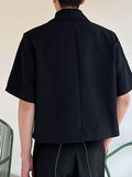 Mens Solid Buckle Design Short Sleeve Jacket SKUK00669