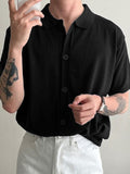 Chemise boutonnée à manches courtes en jersey pour homme SKUJ39299