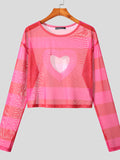 Mens Striped Heart Pattern Long Sleeve T-shirt SKUJ96551