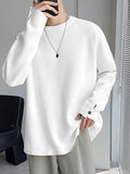 Mens Solid Long Sleeve Ribbed Knit T-shirt SKUJ91566