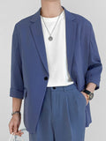 Mens Solid Color Three-quarter Sleeve Blazer SKUH96365