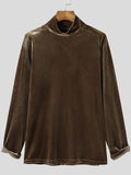 Mens High-neck Velvet Casual Long-sleeved T-Shirt SKUI46341