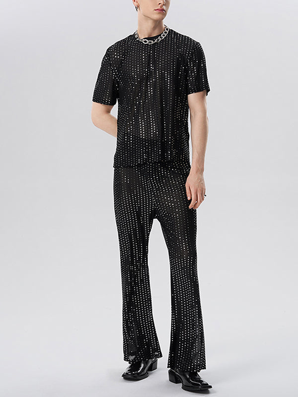 Mens Sequins Mesh Two Pieces Outfits SKUK01054