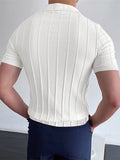 Mens Solid Lapel Short Sleeve Shirt SKUJ91664