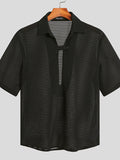Mens Textured Slightly See Through Polo Shirt SKUJ49284