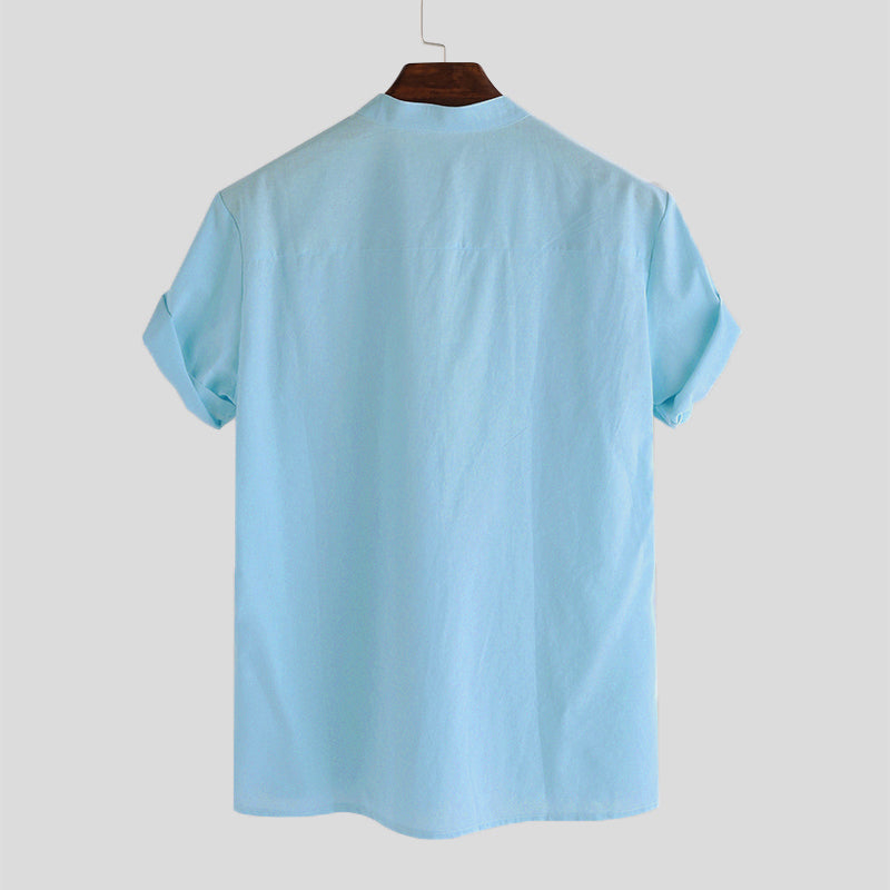 Men's Retro Button Cotton Linen Shirts SKUC55675