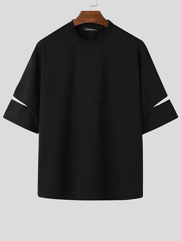Mens Solid Cutout Half Sleeve T-Shirt SKUJ01528