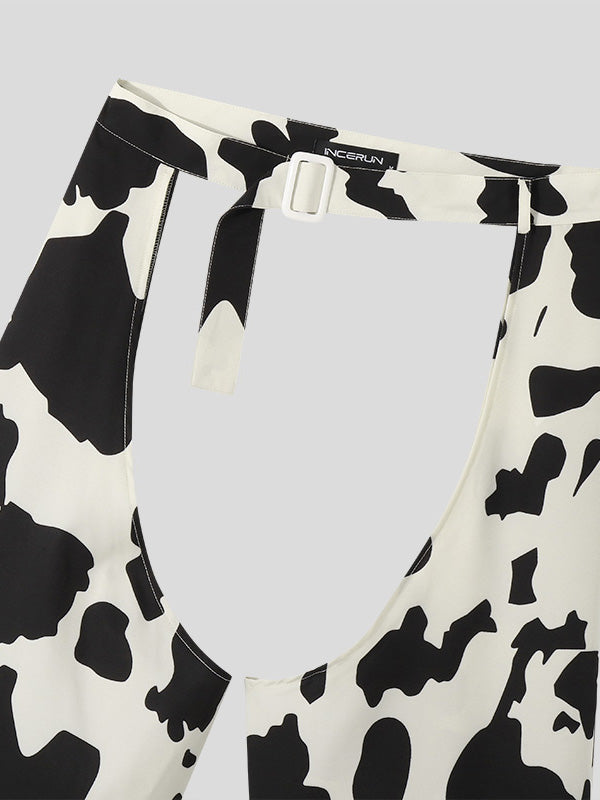 Mens Cow Printed Cutout Pants SKUJ21127, Beige / L