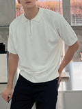 Mens Solid Short Sleeve Zip Front Shirt SKUJ99744