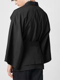 Mens Solid Steampunk Long Sleeve Loose Kimono SKUJ96653
