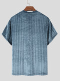 Gestreiftes, kurzärmliges T-Shirt aus Wildleder für Herren SKUI80891