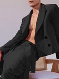 Mens Double Breasted Loose Long Sleeve Blazer SKUI29638