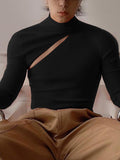 Slim Stretch-T-Shirts mit hohlem Stehkragen für Herren SKUI76100