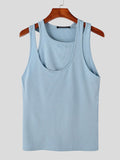 Mens Solid Fake Two Pieces Tank Top SKUK02745