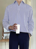 Mens Striped Print Long Sleeve Lapel Shirt SKUJ94174
