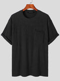 T-shirt plissé texturé avec poche poitrine pour homme SKUJ40341