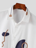 Mens Abstract Print Lapel Long Sleeve Shirt SKUJ98673