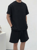 Mens Solid Pocket Short Sleeve Two Pieces Outfits SKUK00126