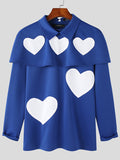 Mens Heart Print Detachable Shawl Two Pieces Shirt SKUJ96557