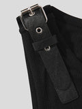 Gilet tricoté en cuir pour homme avec boucle d'épaule SKUJ20873
