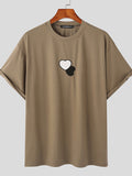 Mens Heart Embroidery Crew Neck Casual T-Shirt SKUK03234