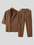 Mens Solid Lapel Blazer Two Pieces Outfits SKUJ97946
