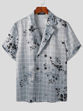 Mens Plant Grid Print Double Breasted Shirt SKUK05728
