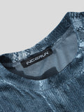 Gestreiftes, kurzärmliges T-Shirt aus Wildleder für Herren SKUI80891