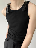 Mens Leather Shoulder Buckle Design Knitted Vest SKUJ20873