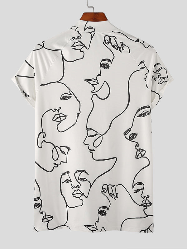 Mens Abstract Face Print Raglan Sleeve T-Shirt SKUK05970