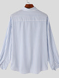 Mens Striped Print Long Sleeve Lapel Shirt SKUJ97872