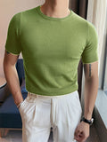 Mens Solid Short Sleeve Casual Knit T-shirt SKUK01067