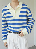 Mens Striped Pattern Long Sleeve POLO Shirt SKUJ89989