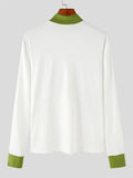 Mens Twist Patchwork Half-Collar Knit T-Shirt SKUJ96694