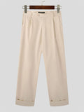 Mens Solid Turn Up Cuff Straight Pants SKUK01053